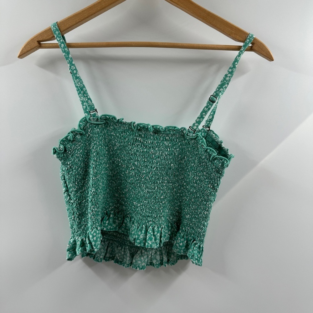 Hollister Turquoise Floral Smocked Tank Top – Size Medium - Picture 7 of 7